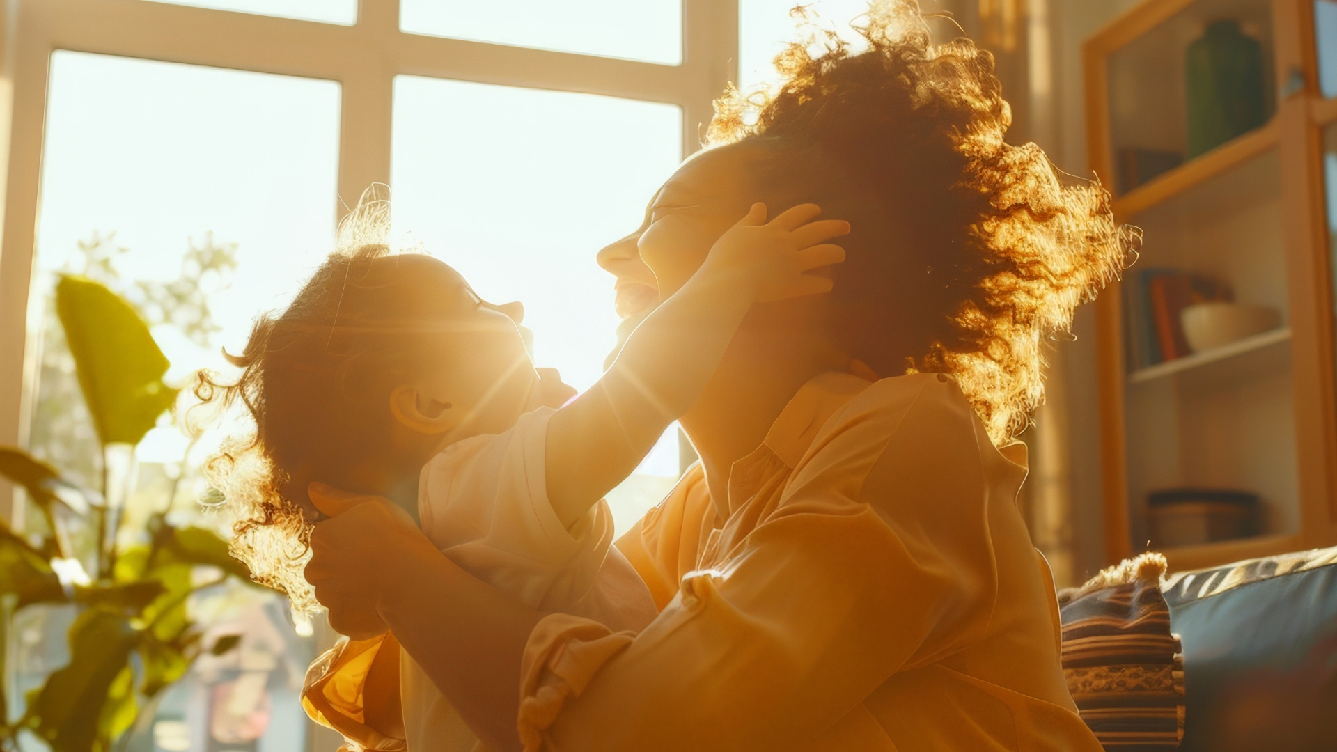 Mother and young child sharing a warm, loving moment at home, demonstrating positive parenting techniques for autism support in Maryland with The Learning Tree ABA
